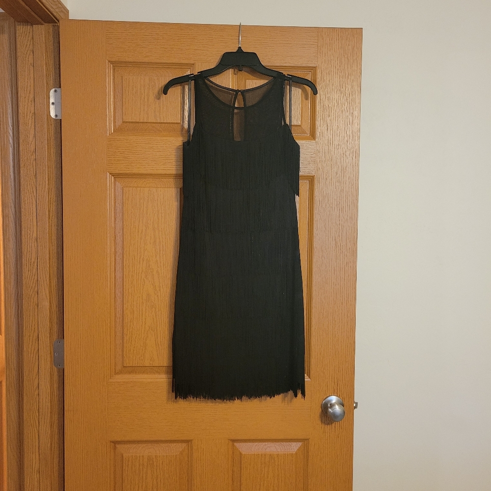 WHBM - Black Sleeveless Fringe Dress